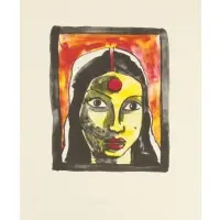 Darshan by M. F. Husain, Lithograph, sold Sep 2019