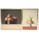 James Aponovich, Yellow Pears In A Compote, Two Oils on Canvas