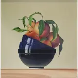 James Aponovich, Peaches In 3 Bowls With Leaves, 1987, Oil On Canvas