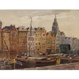 Jan van Beek, Amsterdam Canal Scene, Oil on Canvas
