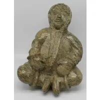 Johnny Nooveya, Nooveya, Carved Inuit sculpture of a seated Eskimo