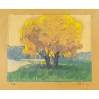 Nils Hogner, Tree, Mixed Media on Paper