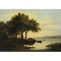 Phillip Reinagle, View on the Thames Near Hampton, Oil on Canvas