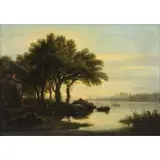 Phillip Reinagle, View on the Thames Near Hampton, Oil on Canvas