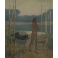 Edwin Willard Deming, Native American, Oil on Board
