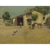 Adolfo Carlo Barone, Landscape, Oil on Board