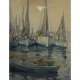 Carol Michel Boog, Sailboats at Port, Watercolor