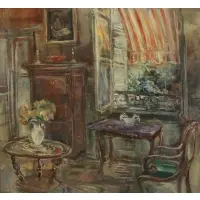 Philippe Le Molt, Interior Scene, Oil on Canvas