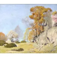 Study for 'Ledges by Frank DuMond, Oil on Board, sold Jun 2019
