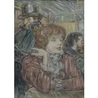 Théophile Steinlen, Cafe Scene, Gouache