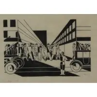 Gerd Arntz, Strasse (Königsallee Düsseldorf), 1926, Woodblock