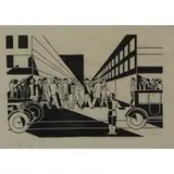 Gerd Arntz, Strasse (Königsallee Düsseldorf), 1926, Woodblock