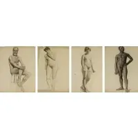 Egbert Cadmus, Untitled, Grouping of Four Pencil and Charcoal Drawings