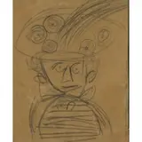 Paul Cadmus, Hudson River Museum exhibition label affixed verso, Crayon on Wrapping Paper