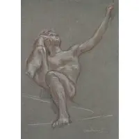 Paul Cadmus, Nude Figure Study, Crayon on Paper