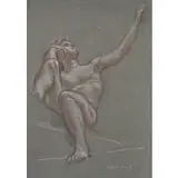 Paul Cadmus, Nude Figure Study, Crayon on Paper