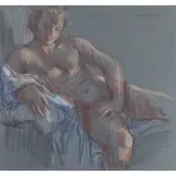 Paul Cadmus, Nude Figure Study, Crayon on Paper