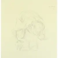 Figure reading by Paul Cadmus, Crayon on Paper, sold Jun 2019