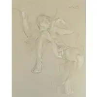 Paul Cadmus, Nude in Sleeping in Chair, Crayon on Paper