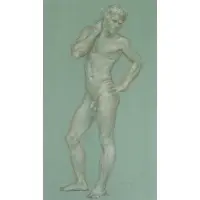 Paul Cadmus, Nude Standing Male, Crayon on Paper