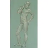 Paul Cadmus, Nude Standing Male, Crayon on Paper