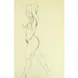 Paul Cadmus, Female Nude, Pen and Ink