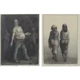 Isabel Bishop, They Have Their Work Clothes On, Lot of two charcoal and pencils on paper