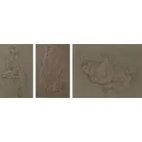 Philis Raskind, Male Nudes, Lot of Four Crayon Drawings