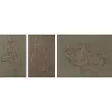 Philis Raskind, Male Nudes, Lot of Four Crayon Drawings