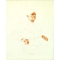 Robert Vickery, Clown in Chair, Pen and Ink