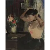François Gall, Woman at Mirror, Oil on Masonite
