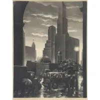 Samuel Margolies, Storm Over City Hall, Etching and Aquatint