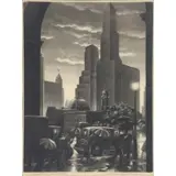 Samuel Margolies, Storm Over City Hall, Etching and Aquatint