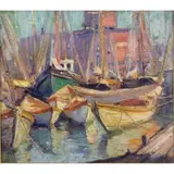 Untitled by Emile Albert Gruppe, Oil on canvas, boats, sold May 2019