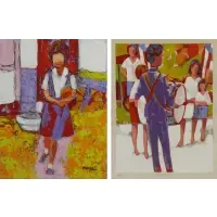 Roberto Moya, Together with Serigraph, Oil on Canvas