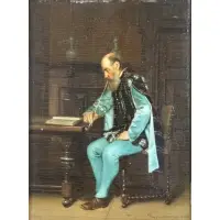 Frans Moormans, Man with Pipe, Oil on Panel