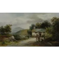 William E Ellis, Cottage in Landscape, Oil on Canvas