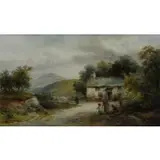 William E Ellis, Cottage in Landscape, Oil on Canvas