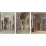 Franz Heinrich, Scala Regia, The Vatican, Lot of Three Watercolors