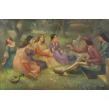 George Grenville, Medieval Garden Scene, Oil on Canvas