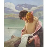 Mother and Child by Paul Émile Chabas, Oil on Canvas, sold Apr 2019