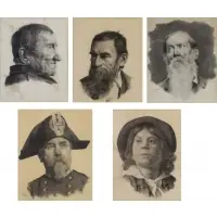 A. Magazzini, Untitled, Lot of 5 Charcoal Drawings
