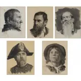 A. Magazzini, Untitled, Lot of 5 Charcoal Drawings