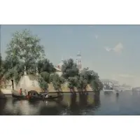 J. Warren Shepherd, Venetian Landscape, Oil on Board