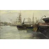 Charles James Lauder, Ships at Port, Oil on Canvas