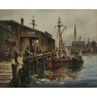 Cape Cod Fisherman by John Cuthbert Hare, Watercolor, sold Apr 2019