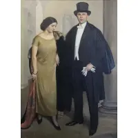 Oskar Brázda, Double Portrait, Oil on Canvas