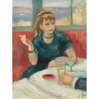 Portrait of Woman in a Cafe by Robert Philipp, Oil on Canvas, sold Apr 2019