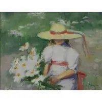 Eleanor Maurice, Impressionist Style Portrait of a Woman, Oil on Canvas