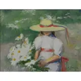 Eleanor Maurice, Impressionist Style Portrait of a Woman, Oil on Canvas